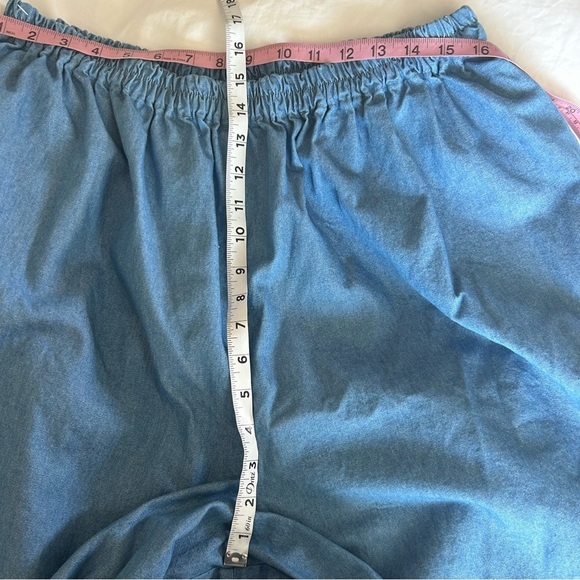 ALFREDO’S WIFE Oversize Wide Leg Pull On Denim Chambray Pants Fringe Trim Hem 1X - Picture 10 of 10